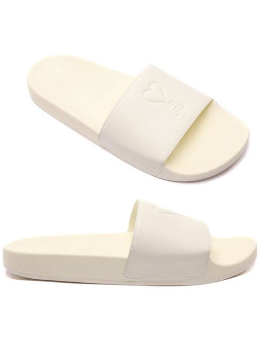 Embossed Heart Logo Slippers Offwhite - AMI - BALAAN 2