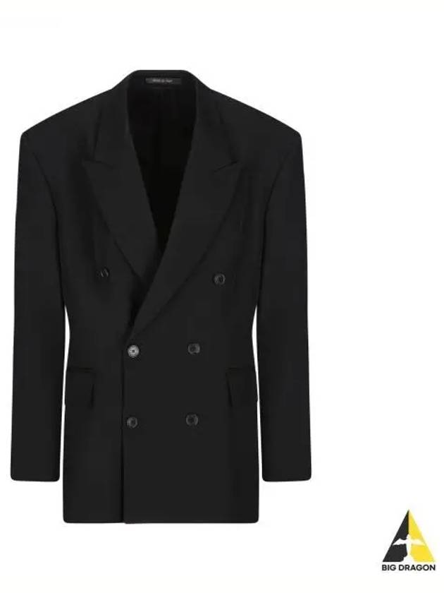 Cinched Double Breasted Wool Jacket Black - BALENCIAGA - BALAAN 2