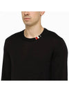 Intarsia Stitch Crew Neck Merino Wool Knit Top Navy - THOM BROWNE - BALAAN 4