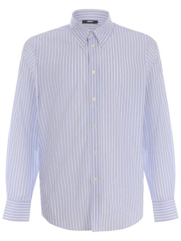 Striped Poplin Long Sleeve Shirt Blue - MSGM - BALAAN 2