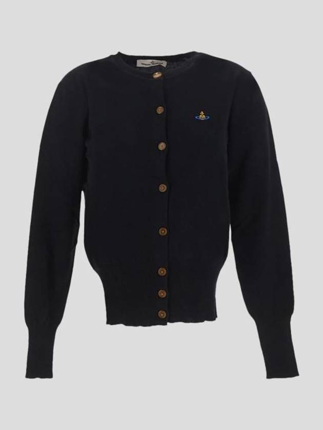 Bea Embroidered Logo Cardigan Black - VIVIENNE WESTWOOD - BALAAN 2