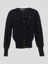 Bea Embroidered Logo Cardigan Black - VIVIENNE WESTWOOD - BALAAN 3