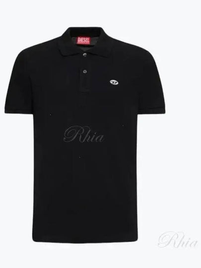 Slim Fit Organic Cotton Polo Shirt Black - DIESEL - BALAAN 2