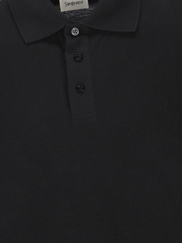 Cassandre Polo Shirt Black - SAINT LAURENT - BALAAN 4