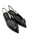 Women's Anais Patent Logo Slingback Flats Black - SAINT LAURENT - BALAAN 3