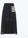 4 Bar Logo Plain Weave Wool Pleated Skirt Navy - THOM BROWNE - BALAAN 2