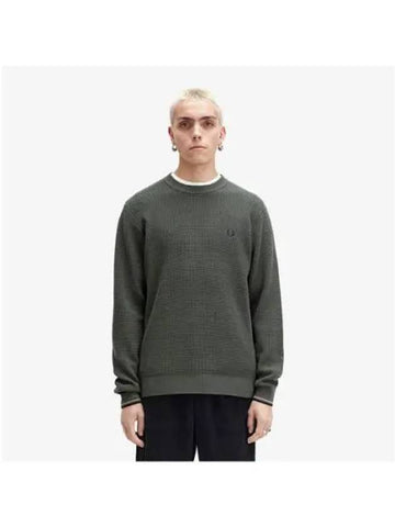 Fred Perry Sharp Waffle Stitch Knit Field Green AFPM2436507 638 - FRED PERRY - BALAAN 1