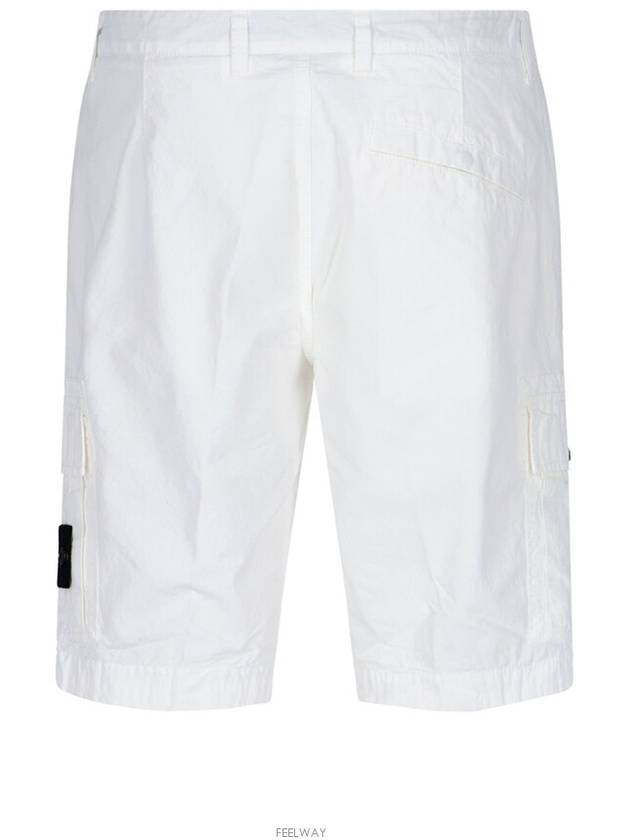 Men's Wappen Patch Pocket Bermuda Cargo Shorts White - STONE ISLAND - BALAAN 4