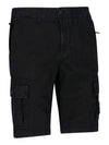 Men's Wappen Patch Pocket Bermuda Cargo Shorts Black - STONE ISLAND - BALAAN 3