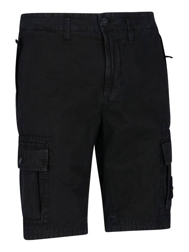 Men's Wappen Patch Pocket Bermuda Cargo Shorts Black - STONE ISLAND - BALAAN 3