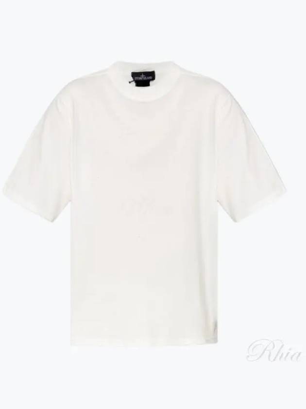 Shadow Project Graphic Interlock Mako Cotton Short Sleeve T-Shirt White - STONE ISLAND - BALAAN 2