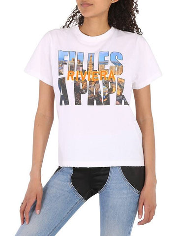 Filles A Papa Ladies White Fap Cowboy T-Shirt , Brand Size 0 - FILLES A PAPA - BALAAN 1