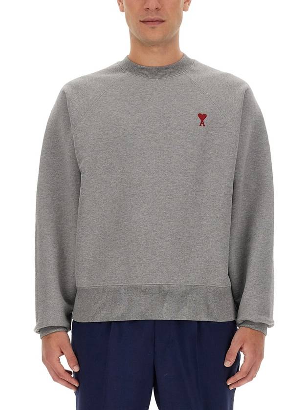 Small Heart Logo Sweatshirt Grey - AMI - BALAAN 8