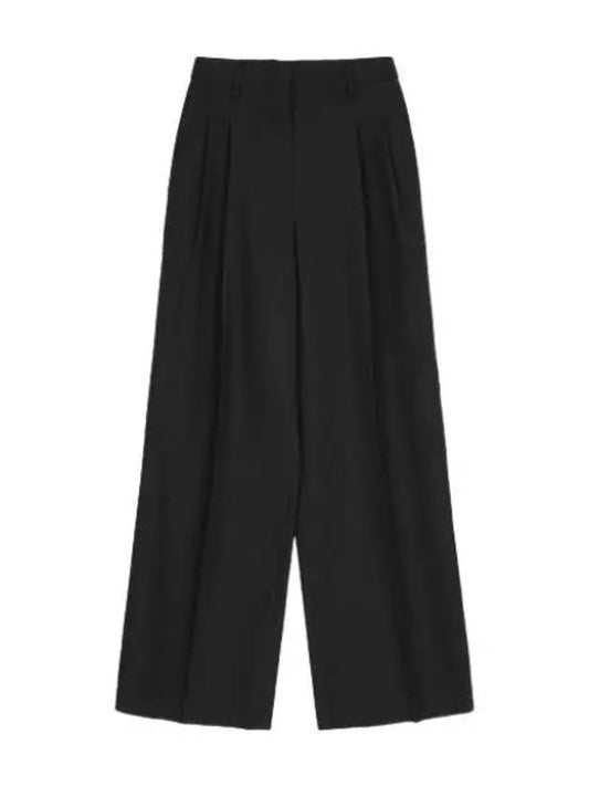 Wide high waist wool pants black - BURBERRY - BALAAN 1