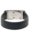 Triangle Logo Buckle Saffiano Leather Bracelet Black - PRADA - BALAAN 5