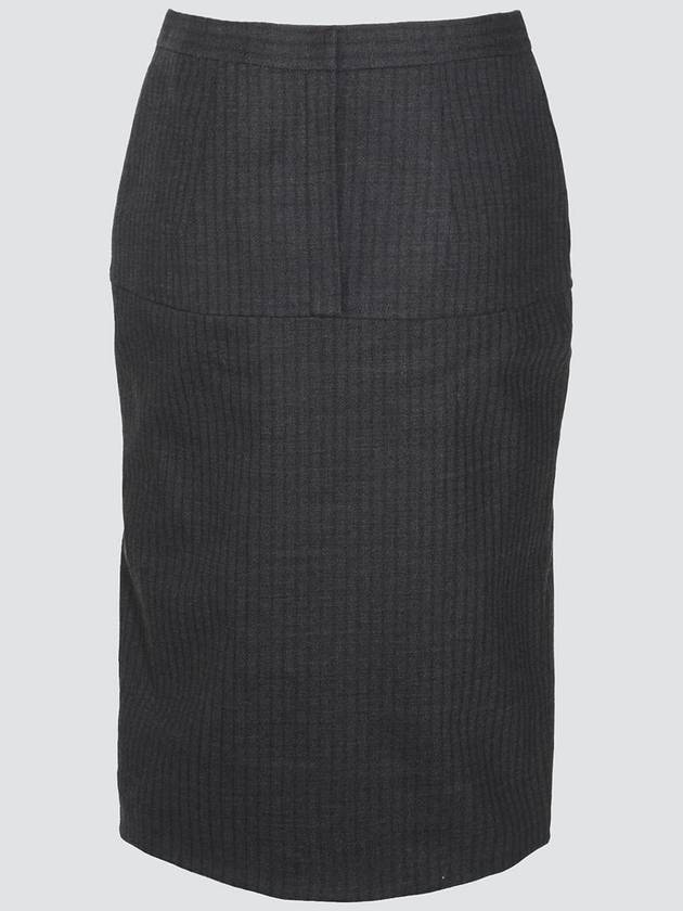 Pinstripe Wool Pencil Skirt Grey - FENDI - BALAAN 3