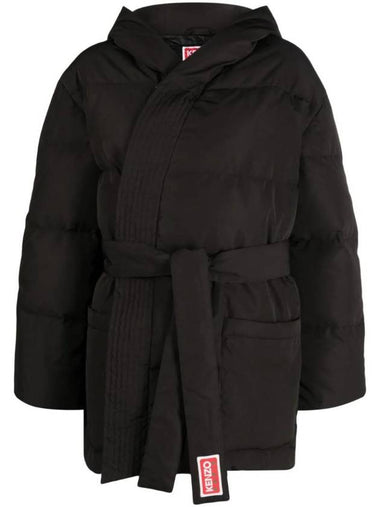 Belt Wrap Style Down Jacket Black - KENZO - BALAAN 1