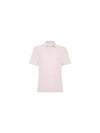 Ribbed Knit Short Sleeve Polo Shirt Pink - BRUNELLO CUCINELLI - BALAAN 2