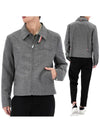 Crispy Wool Golf Zip-Up Jacket Grey - THOM BROWNE - BALAAN 2