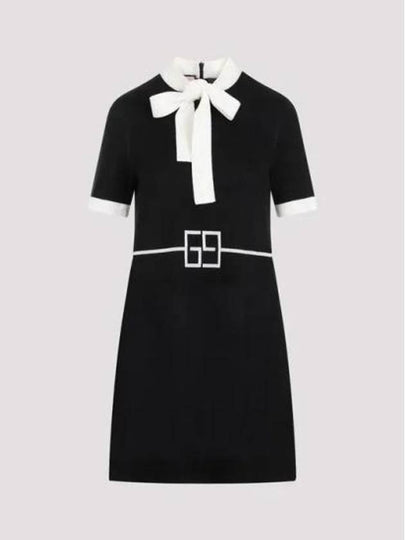 Square GG Wool Jacquard Short Dress Black Ivory - GUCCI - BALAAN 2