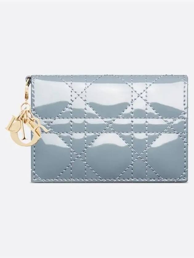 Lady Cannage Patent Calfskin Flap Card Wallet Cloud Blue - DIOR - BALAAN 2