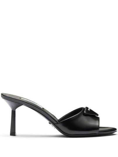 Women's Leather Sandals Heel Black - PRADA - BALAAN 2