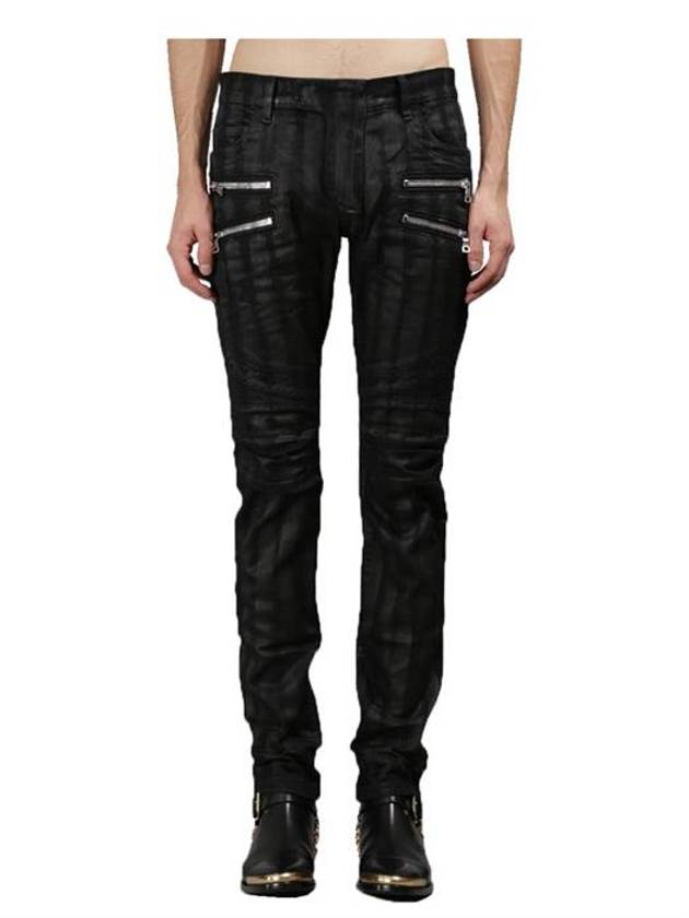 Men's Zebra Washing Zipper Detail Jeans Black - BALMAIN - BALAAN 3