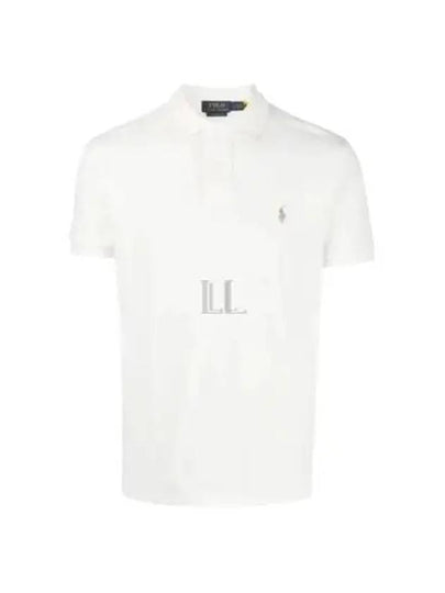 Embroidered Brown Pony Slim Fit Polo Shirt White - POLO RALPH LAUREN - BALAAN 2