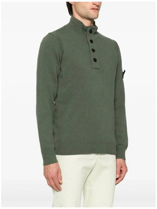 Wappen Patch Half Button Lambswool Knit Top Musk Green - STONE ISLAND - BALAAN 2