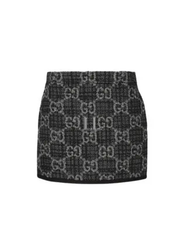 Women's GG Monogram Tweed A-Line Skirt Dark Grey - GUCCI - BALAAN 2