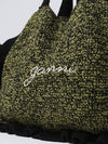 Embroidered Logo Knit Tote Bag Black Green - GANNI - BALAAN 4