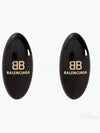 Oval Logo Plaque Earrings Black - BALENCIAGA - BALAAN 2