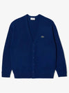 Relaxed Fit Button Wool Cardigan Navy - LACOSTE - BALAAN 2