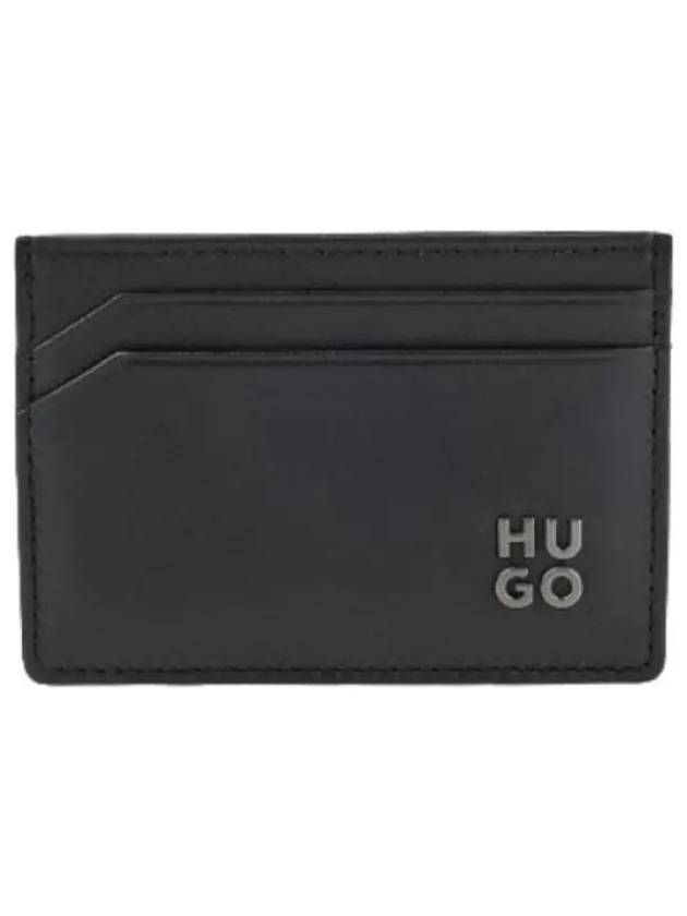 Stacked Logo Grained Leather Card Holder - HUGO BOSS - BALAAN 1