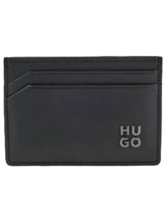 Stacked Logo Grained Leather Card Holder - HUGO BOSS - BALAAN 1