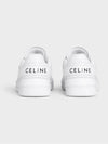 Trainer Calfskin Lace Up Low Top Sneakers White - CELINE - BALAAN 4