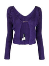 La Maille Pralu Longue Micro Charm Logo Cardigan Purple - JACQUEMUS - BALAAN 3