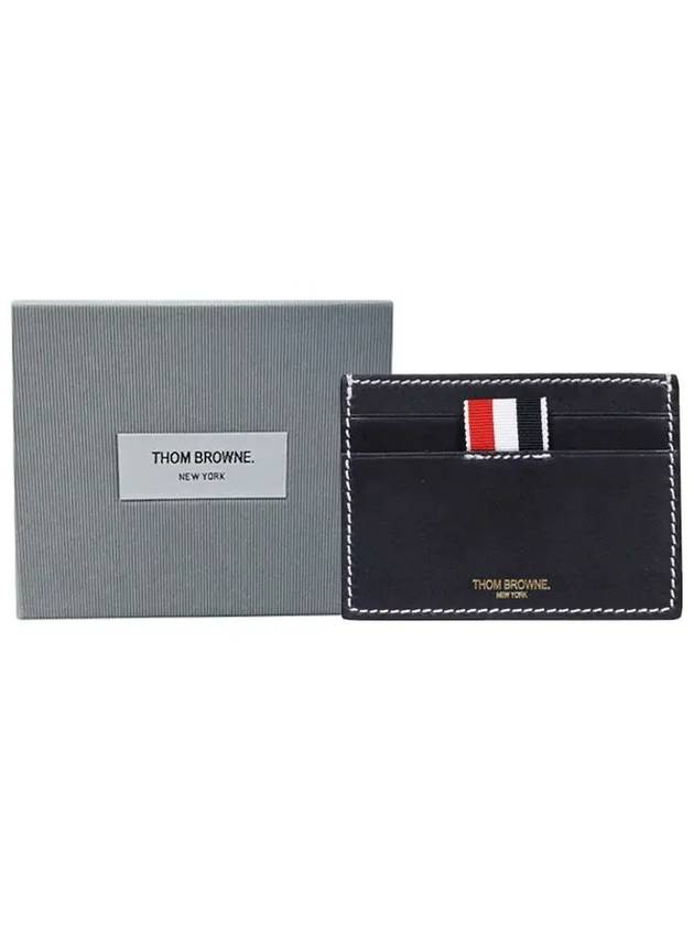 Stitched Vacchetta Card Wallet Navy - THOM BROWNE - BALAAN 6