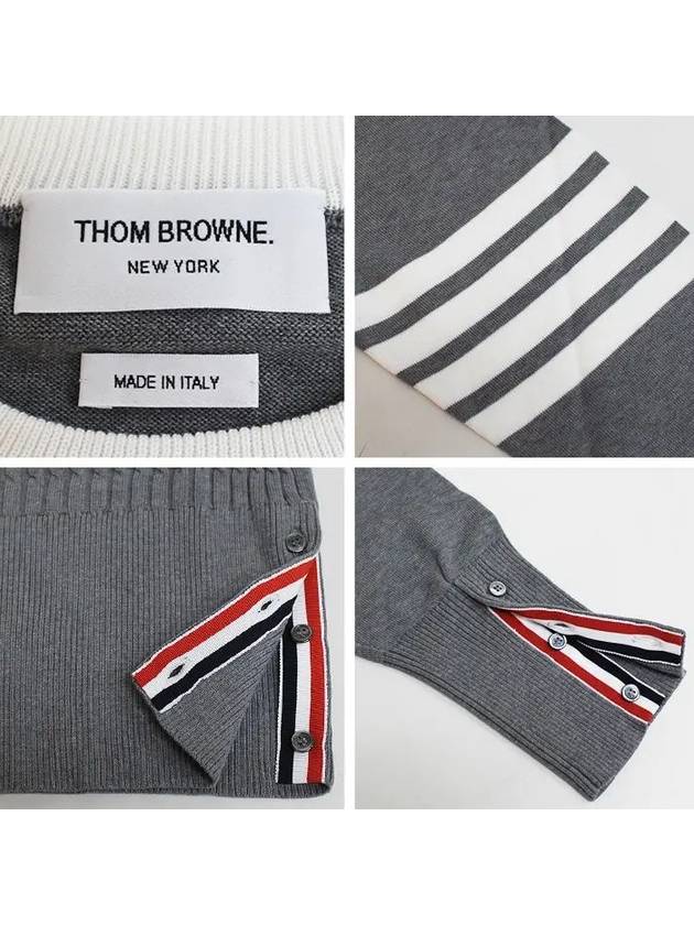 Classic 4-Bar Cable Cotton Knit Top Grey - THOM BROWNE - BALAAN 7