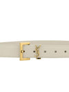 Monogram Buckle Leather Belt White - SAINT LAURENT - BALAAN 4