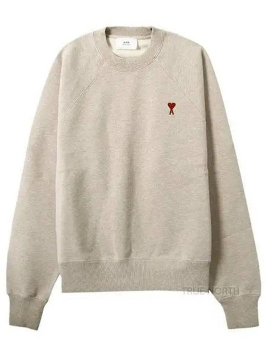 Small Heart Logo Sweatshirt Beige - AMI - BALAAN 2