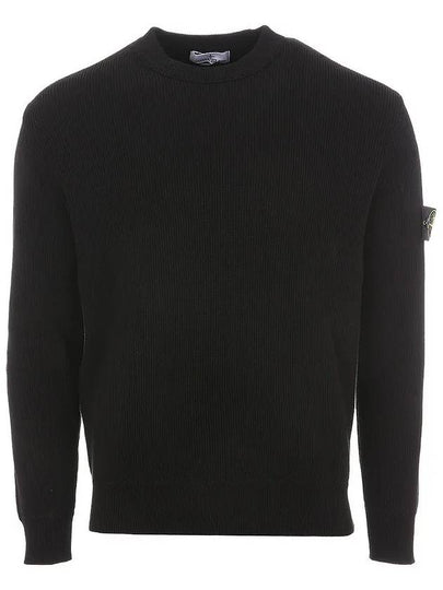 Rib Soft Organic Cotton Knit Top Black - STONE ISLAND - BALAAN 2