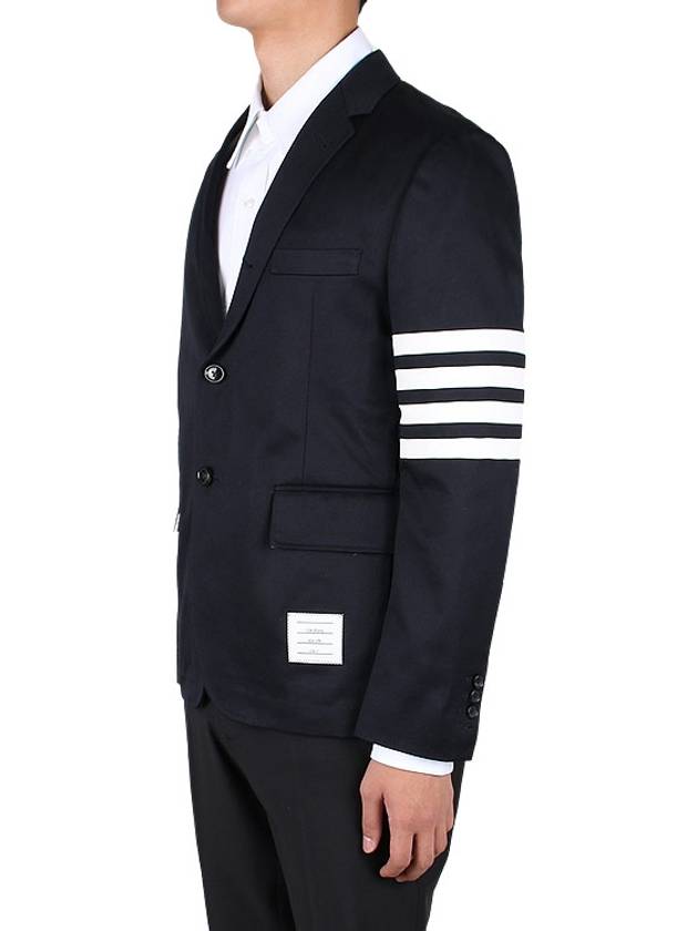 4 Bar Armband Cotton Blazer Jacket Navy - THOM BROWNE - BALAAN 5