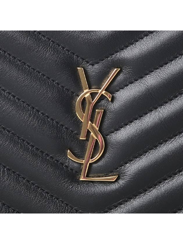 Gold Monogram Document Holder In Matelasse Leather Black - SAINT LAURENT - BALAAN 5