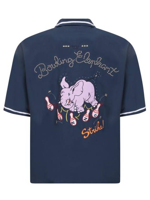 Bowling Elephant Hawaiian Short Sleeve Shirt Midnight Blue - KENZO - BALAAN 3