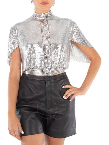 Rabanne Ladies Silver Chainmail Crop Top, Brand Size 36 (US Size 4) - PACO RABANNE - BALAAN 1