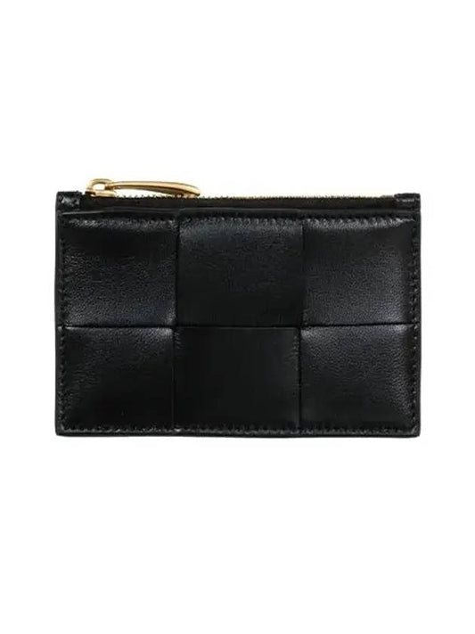 Intrecciato Zipper Card Wallet Black - BOTTEGA VENETA - BALAAN 1