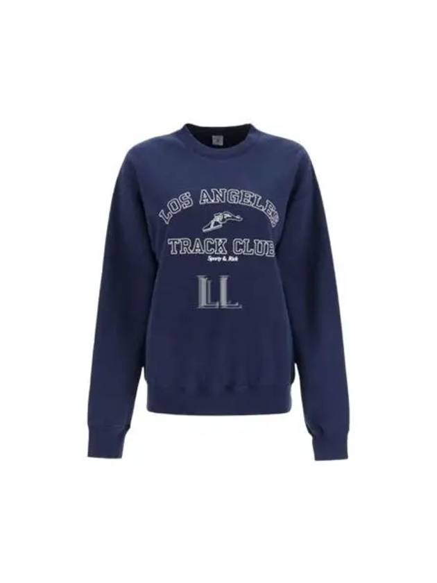 Logo Crew Neck Cotton Sweatshirt Navy - SPORTY & RICH - BALAAN 2