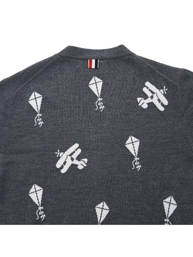 Sky Icon Merino Wool Cardigan Grey - THOM BROWNE - BALAAN 10