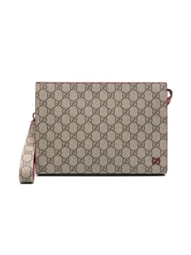 GG Supreme Canvas Clutch Bag Red Beige - GUCCI - BALAAN 1